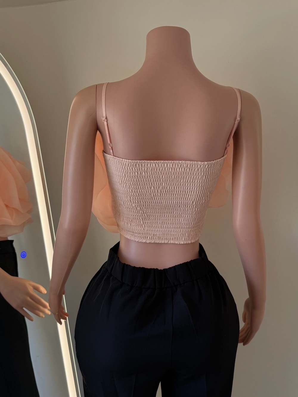 Women’s Floral Organza Rose Crop Top - Pink / Hot Pink - Picture 4 of 6